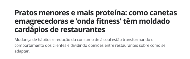 Noticia -  Pratos menores e mais proteína